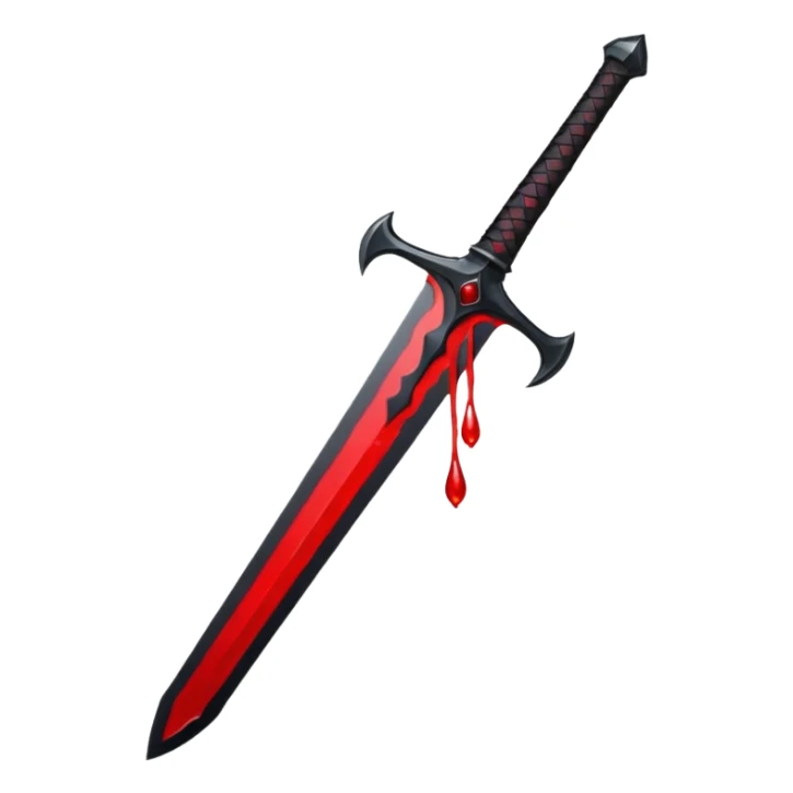 iOS sticker, dark sword, black blade, red blood drop, minimal sticker