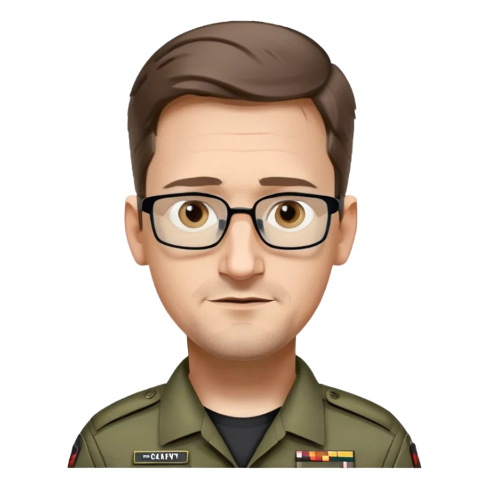 Edward Snowden as an operator from call of duty warzone with a cartoonish evil smirk, realistic photo sticker