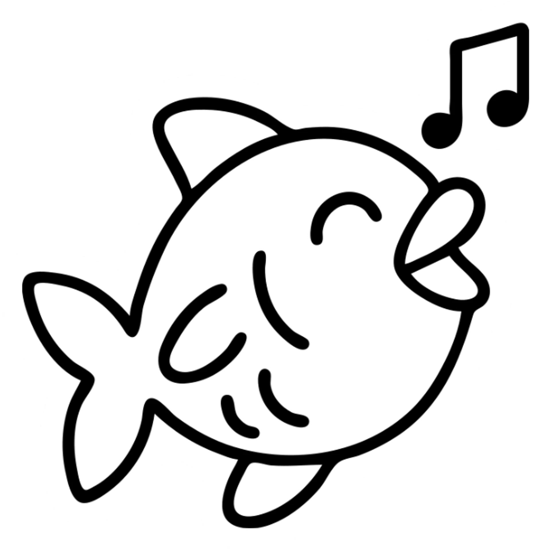 Playful singing fish, cheerful cartoon fish sticker
