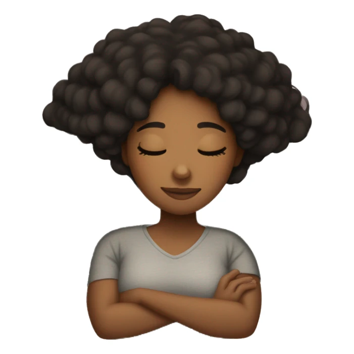 Black hair brown girl sleeping on the bed cozy  sticker