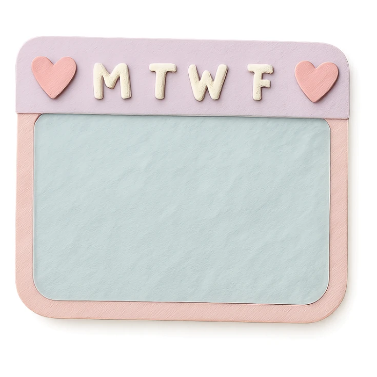 soft pastel kawaii weekly planner box with tiny heart icons sticker