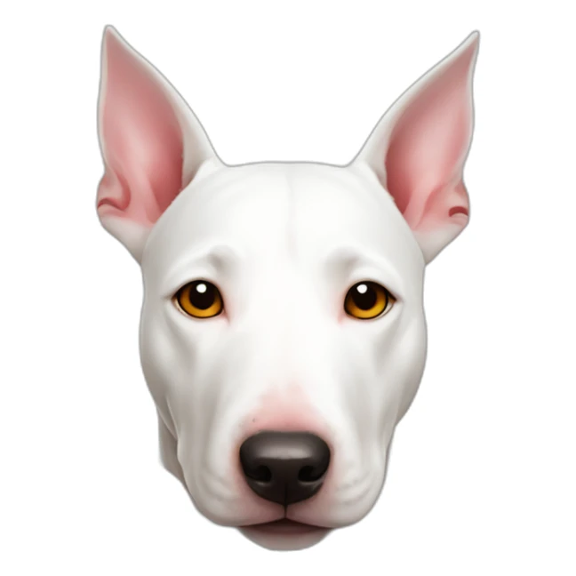 white bull terrier with red circle around left eye sticker