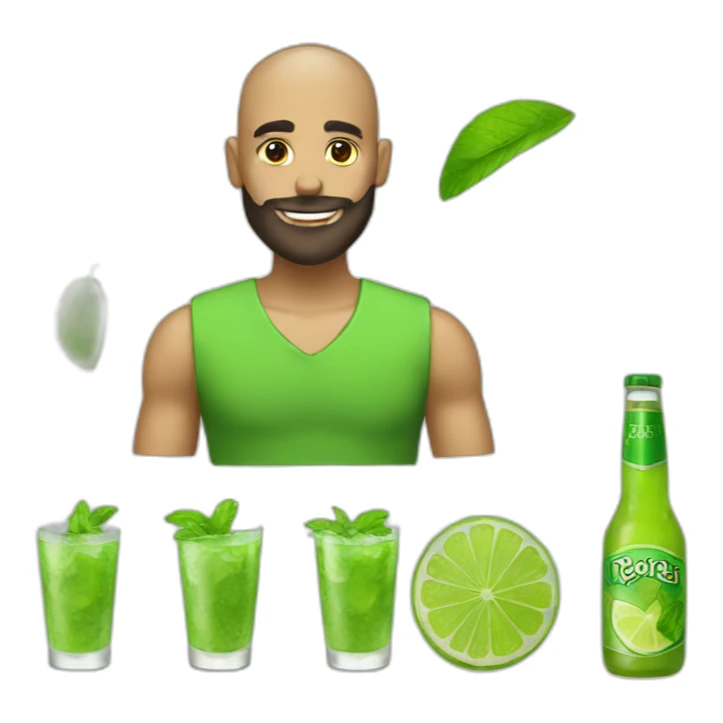 hair shaved boy with beard and with mojito sticker