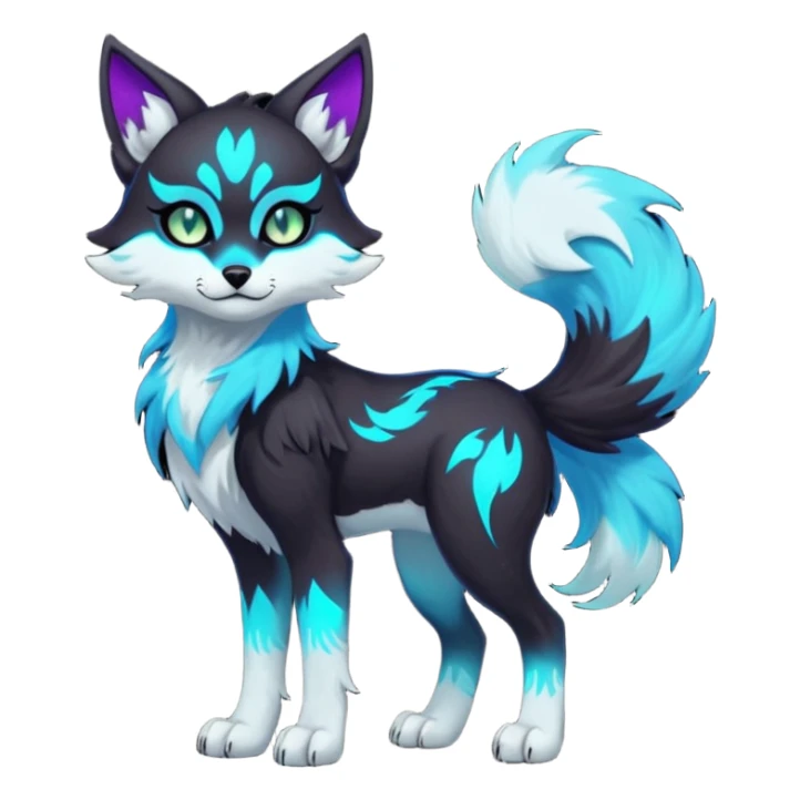 Multicolored gloomy glowing bioluminescent dark edgy gothic spooky warm badass realistic floral exotic Falvie-Fionbri-fursona, full body sticker