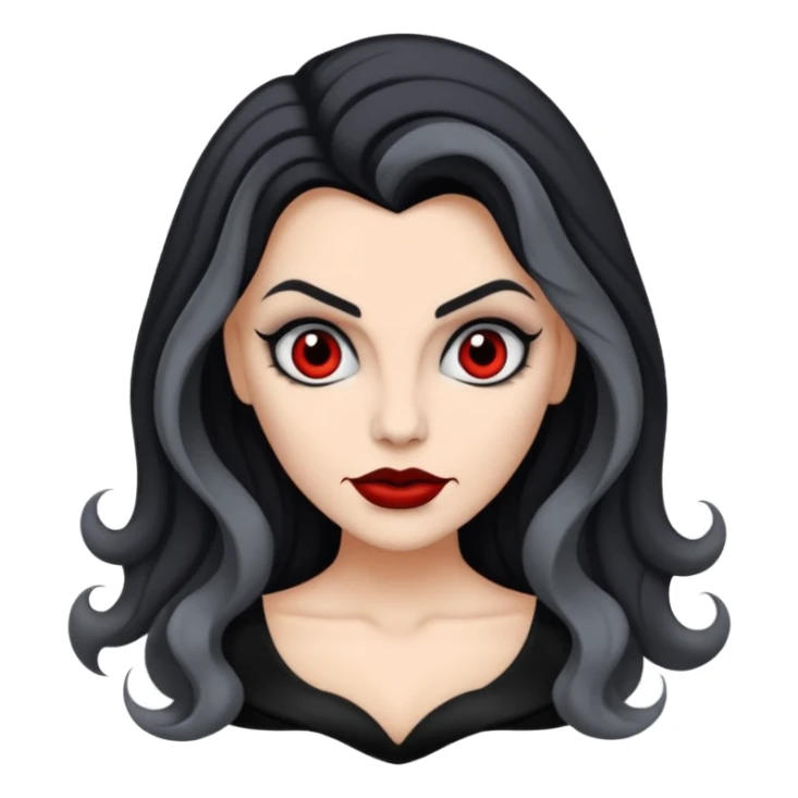 vampira com a cor de pele cinza, cabelo ondulados preto  sticker