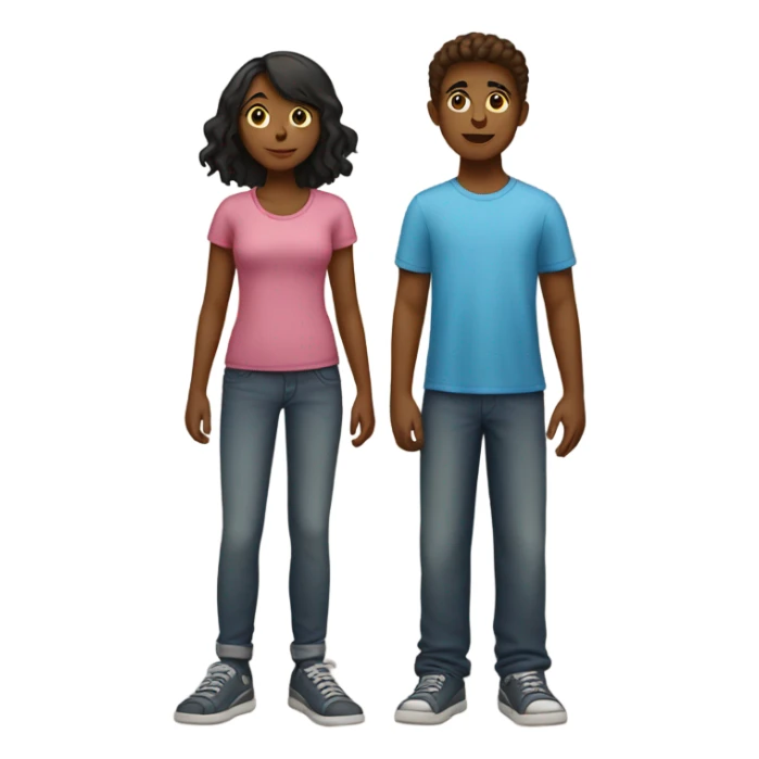 two boy x one girl standing together  sticker