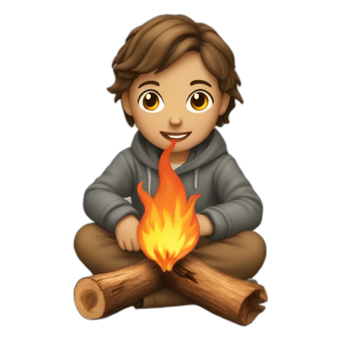 children are sitting burning wood sticker