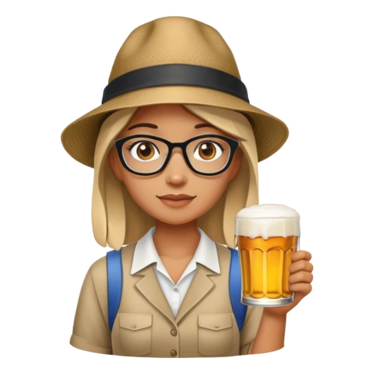 cool girl teacher with a beer and a bucket hat sticker
