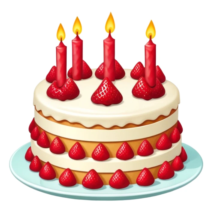Pastel de fresa con mermelada roja y velitas de cumpleaños  sticker