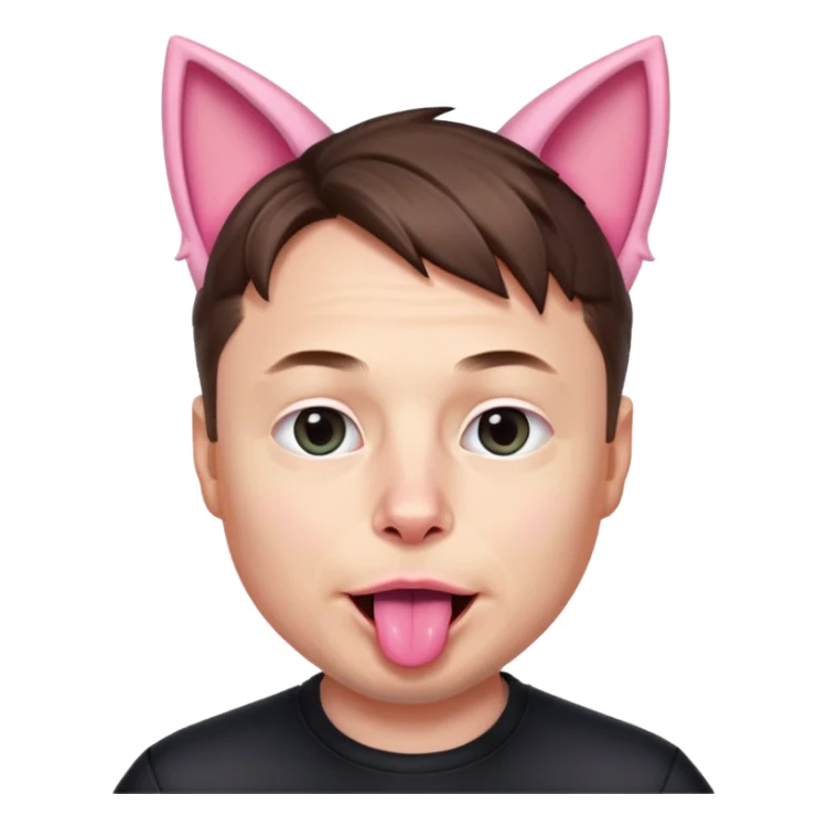 elon musk pink cat ears tongue out sticker