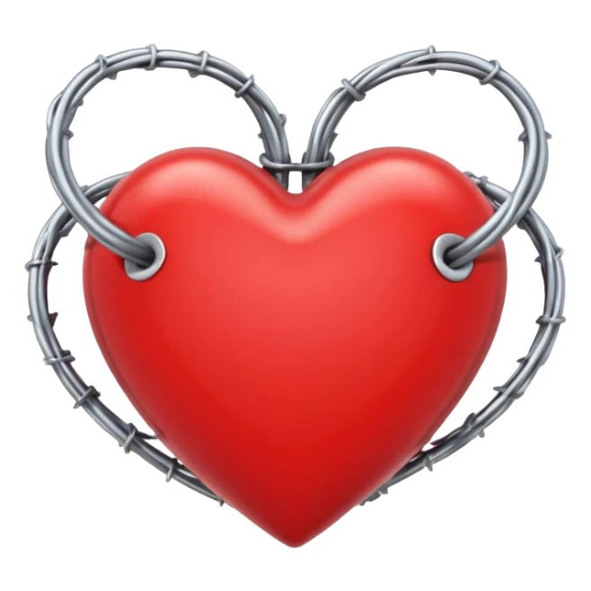 red heart emoji wrapped in silver barbed wire sticker