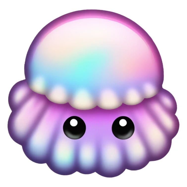 Kawaii neon glitter clam pearl emoji    sticker