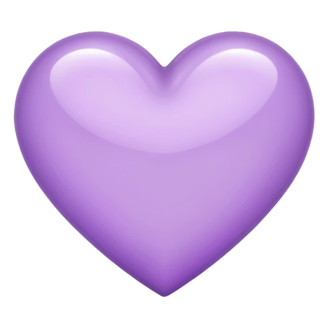 A light purple heart emoji that has the same shape as a normal heart emoji and light reflecting is from the tip of the heart sticker