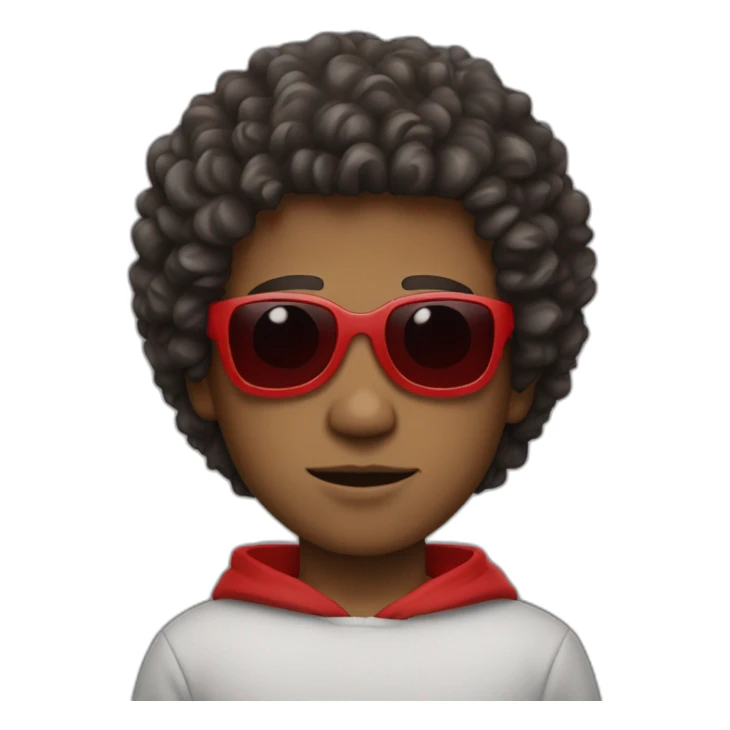 Square-jawed boy with curly hair and a degrade, wearing black sunglasses and a red hoodie. sticker