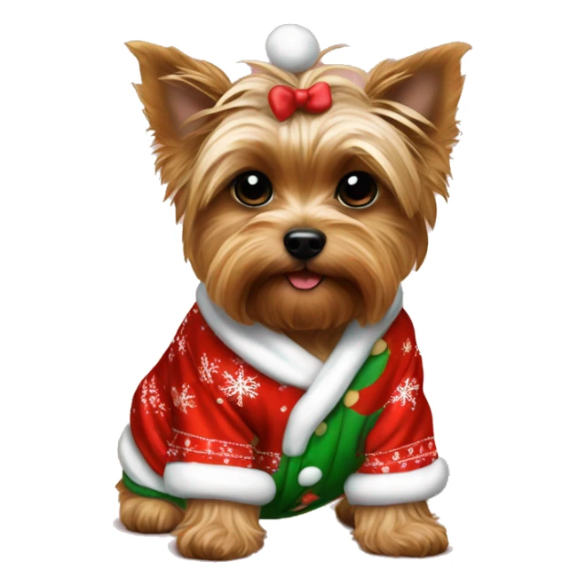yorki puppy in christmas pjs  sticker