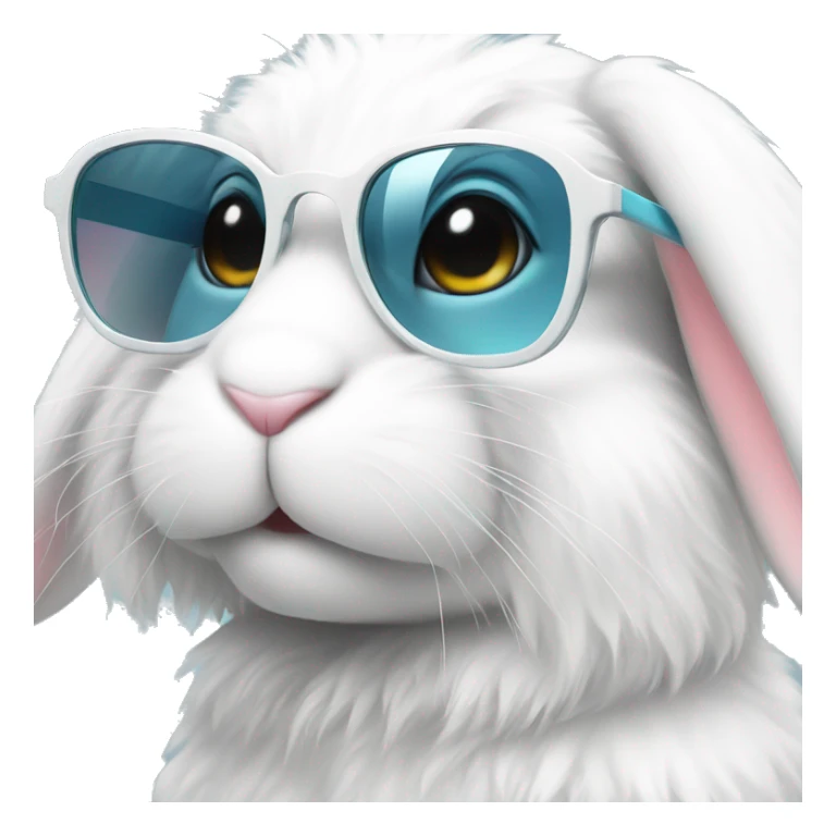 cute super fluffy white bunny with stylish glasses sticker