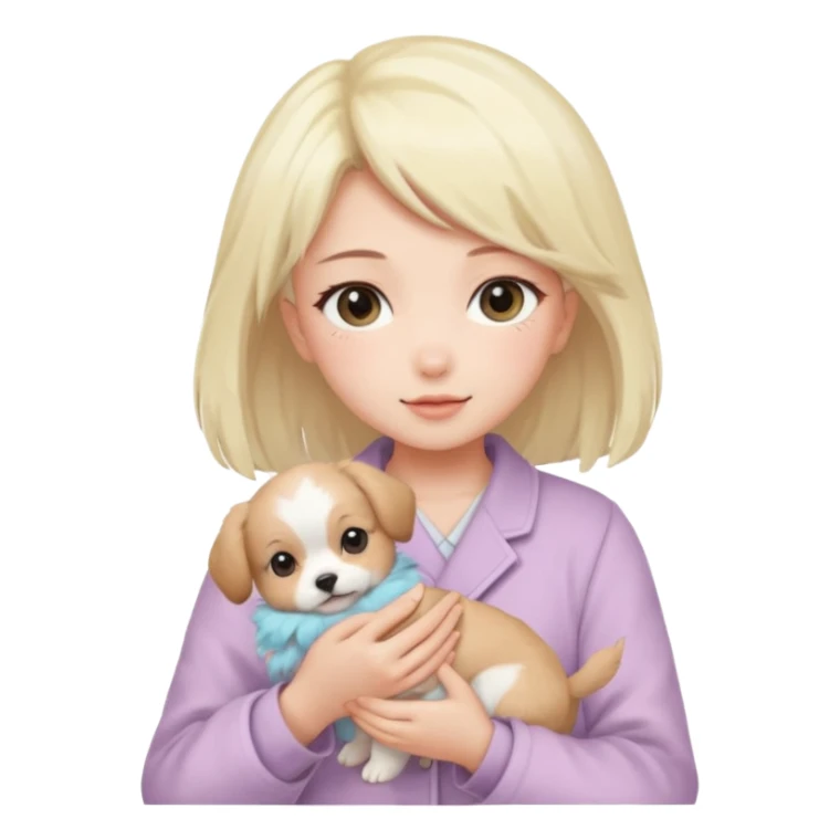 Pastel anime lady holding puppy sticker