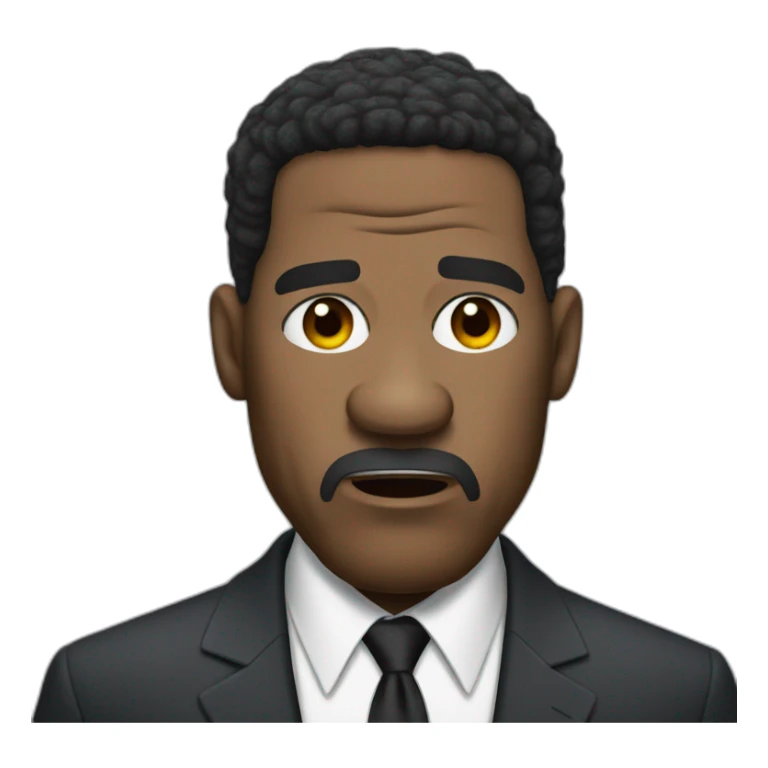actor Denzel Washington angry cartoon wearing suit sticker