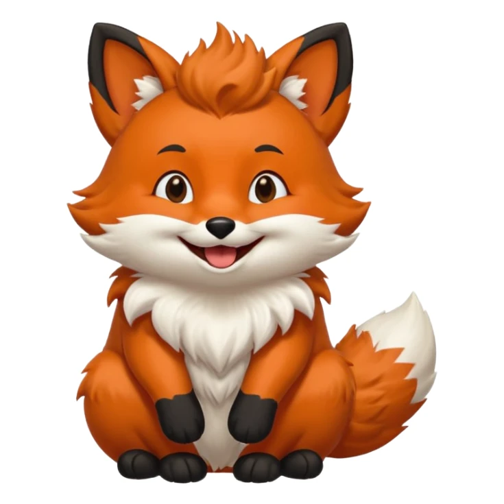 Floofy the Creampuff fox blackish away laughing, chubby. Black paws orange color sticker