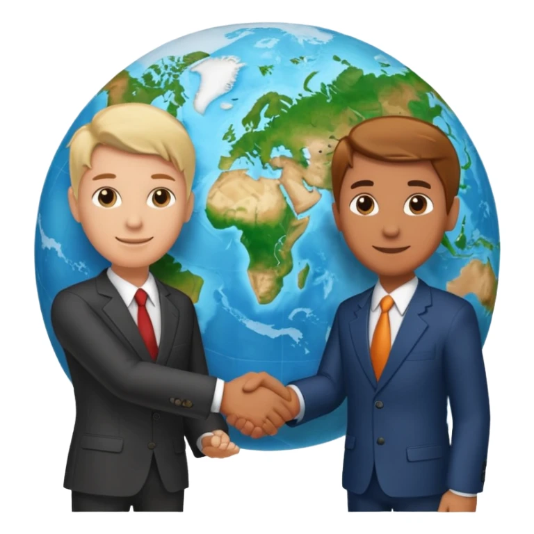 Shake hands and a globe showing negotiation of climate change sticker