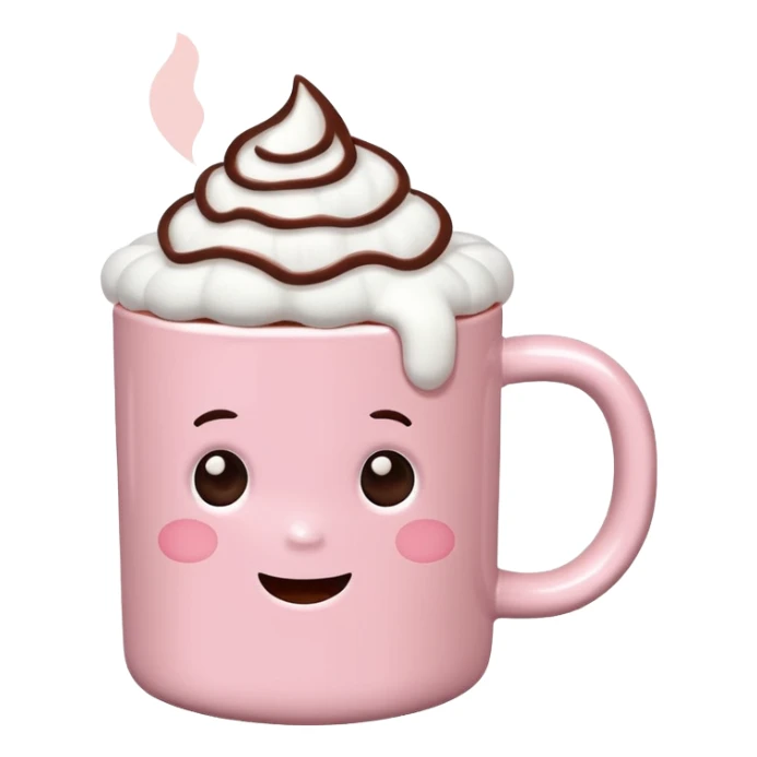 Light Pink mug of hot chocolate with marshmallows sticker