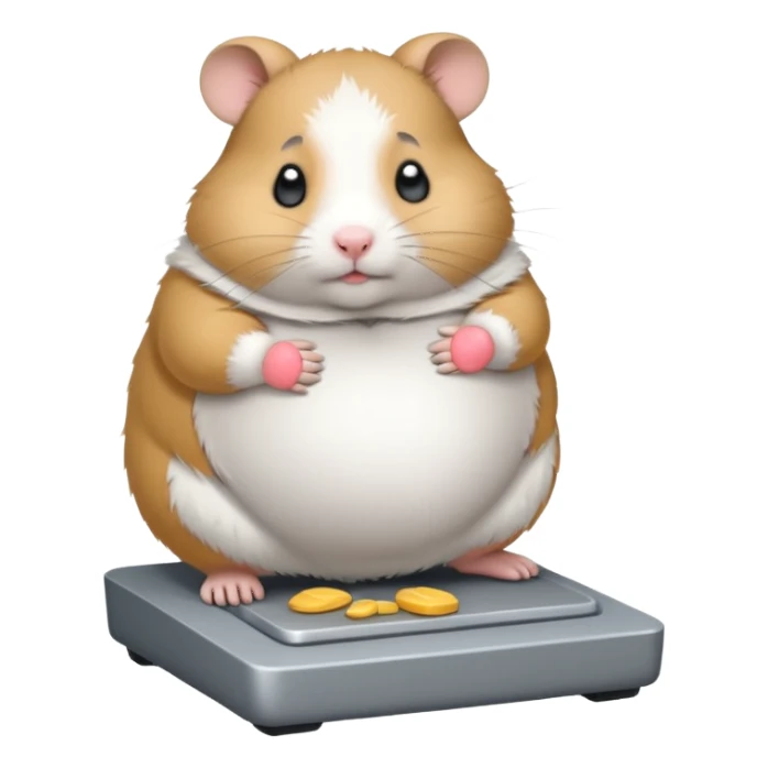 fat hamster pregnant belly stepping on a broken scale looking guilty sticker