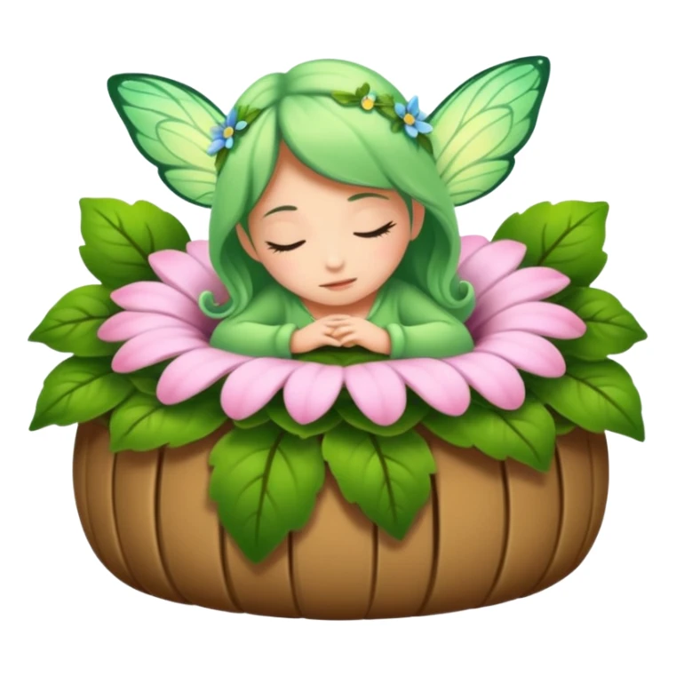 forest fairy dozing inside flower cup blanket sticker