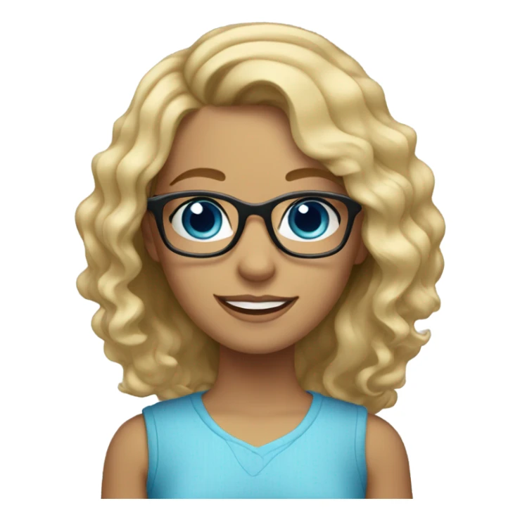 blonde wave girl with blue eyes with glasses  sticker