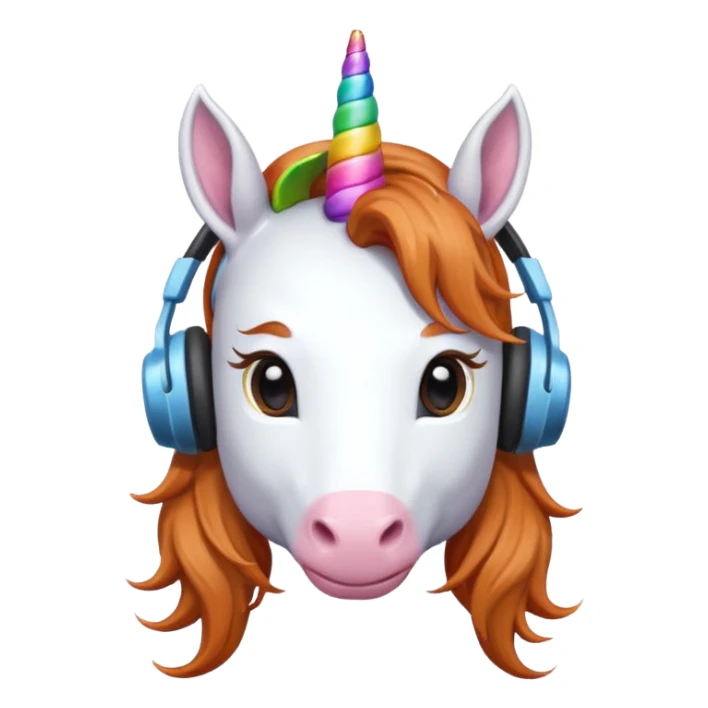 headphone wearing unicorn with ginger  hair sticker