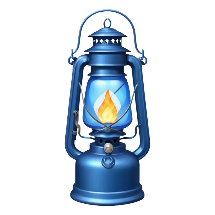 Silver diamond-shaped old antique lantern lamp with a blue flame inside it  sticker