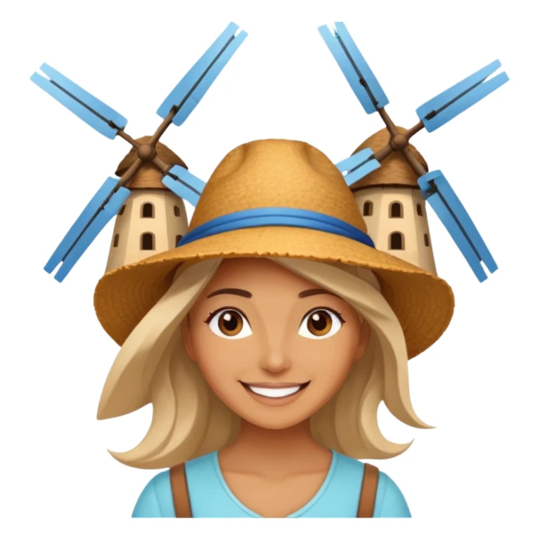 WOMAN WEARİNG ÇİFTÇİ HAT with  Windmills sticker