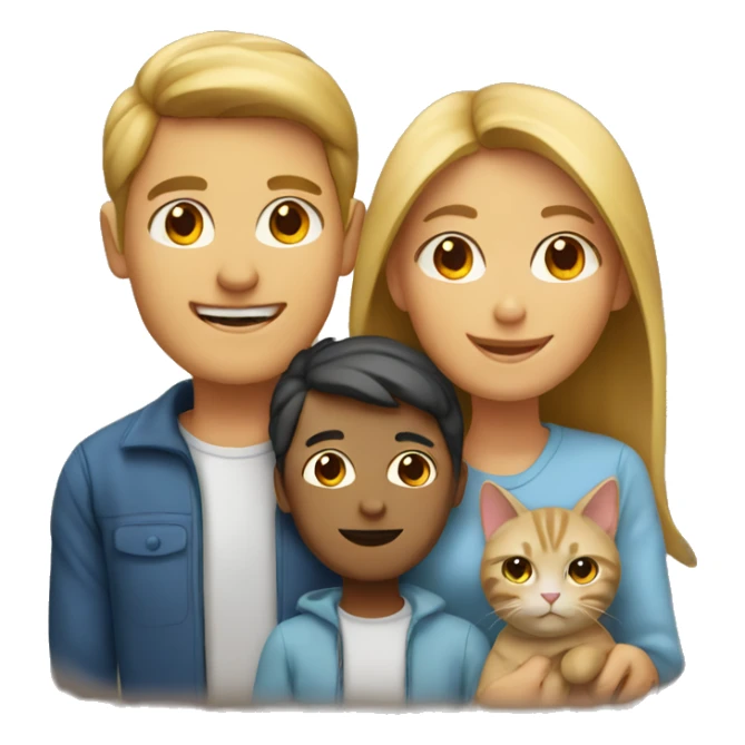 Family of 2 people and 2 cats sticker