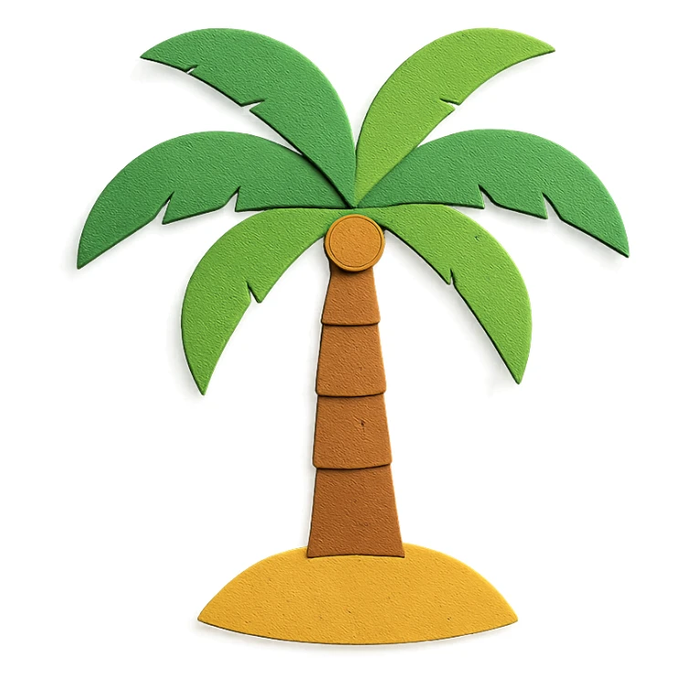 palm tree, bright and playful, paper-craft style sticker