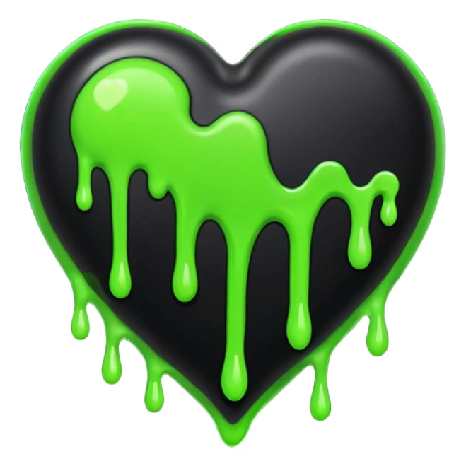 Large black heart with neon green slime sticker
