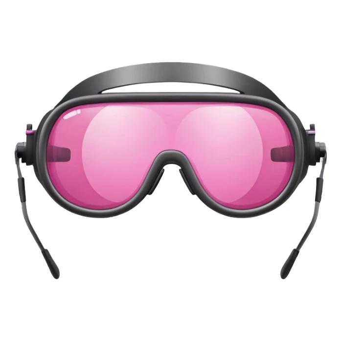 protective welding glasses with pink lenses, frameless design, safety eyewear sticker