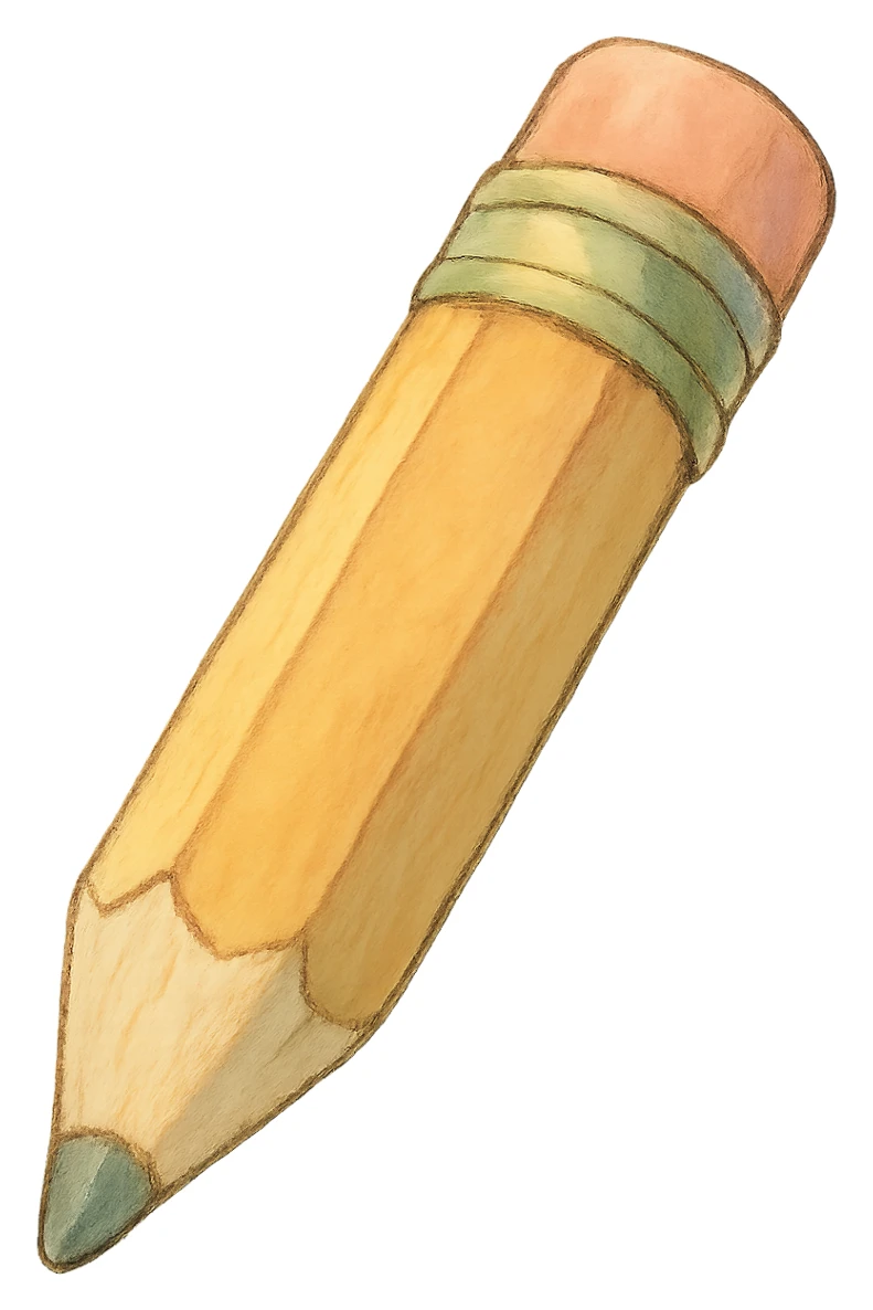 ghibli style icon of a pencil, soft colors, whimsical sticker