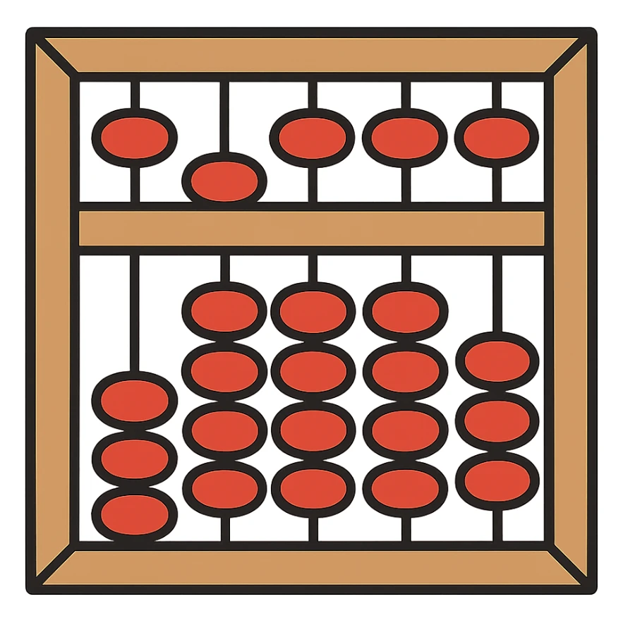 Используя такую стилистику как на картинках сгенерируй иконку счёты, прозрачный фон sticker