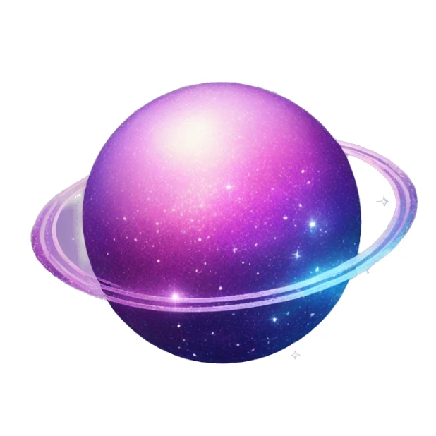 sparkly glittery blue purple and pink glitter planet with white saturn ring sticker
