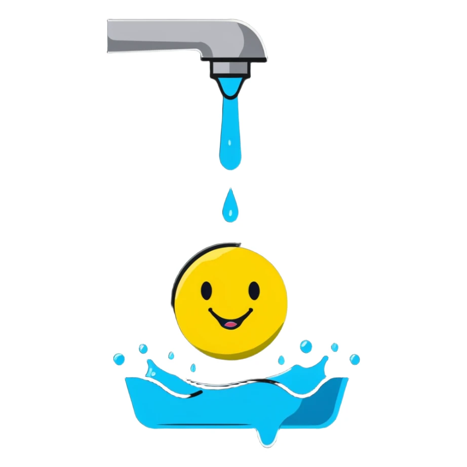 smiley face with water being poured down its throat sticker