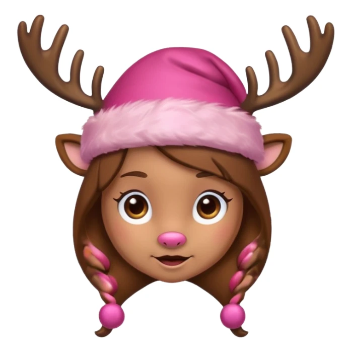 Girl reindeer with pink Santa hat sticker