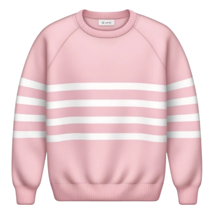 Powder pink cozy cashmere sweater with white stripe sticker