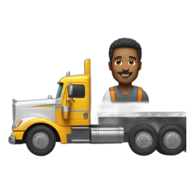 man driving an 18 wheeler truck sticker