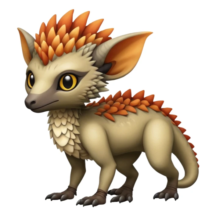 warm-colored Vernid-Trico-Fionbri-creature (full body) sticker