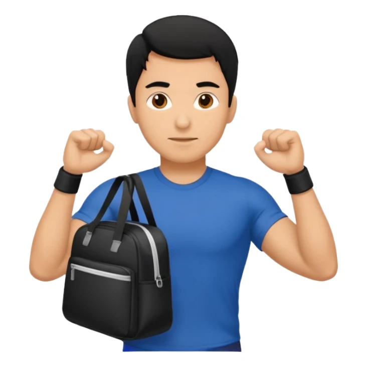 Man from backside with black hair gym back and hands holding something on both sides sticker