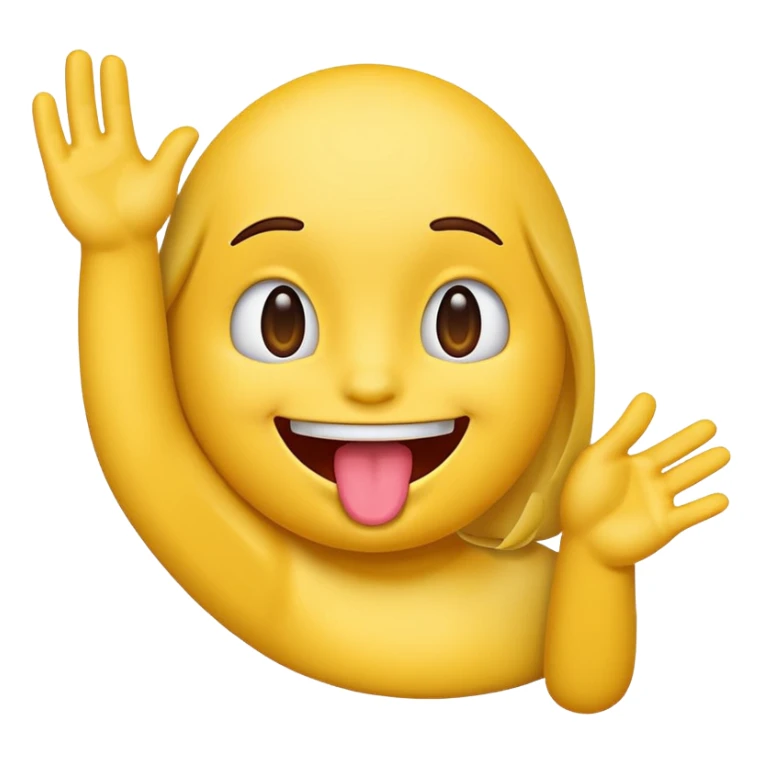 Emoji with tongue out and hands to the side sticker