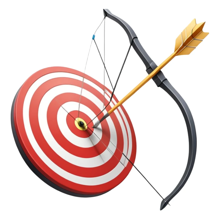 A close-up of a bowstring pulled taut with an arrow aimed at a target. The target's concentric rings are visible in the background, highlighting the focus and precision required for archery. The scene captures the grace and concentration of the sport. sticker