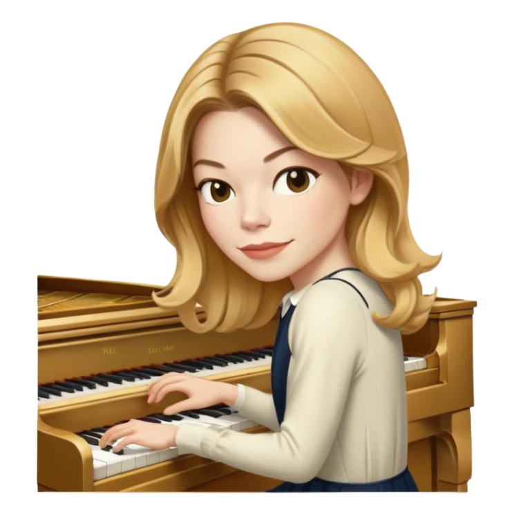 Michelle Monaghan with honey blonde hair playing piano sticker