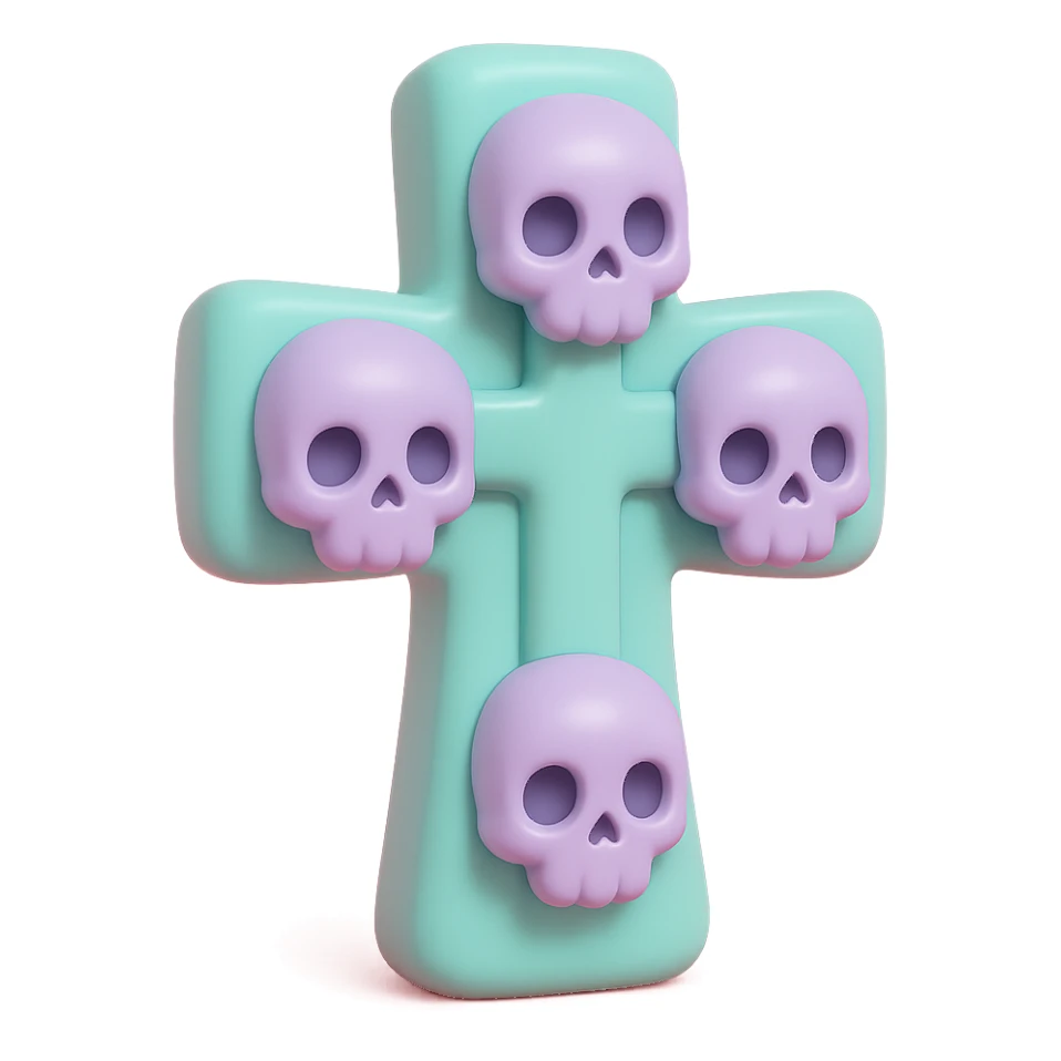 goth cross with skulls, vinyl figure style sticker
