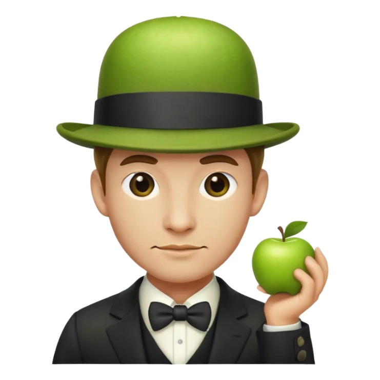 Magritte “the son of man” with green apple instead of head sticker