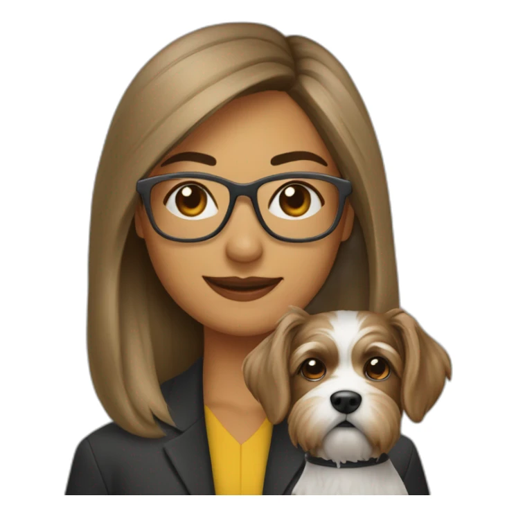 mujer pelo castaño con gafas y perro pastor alemán sticker